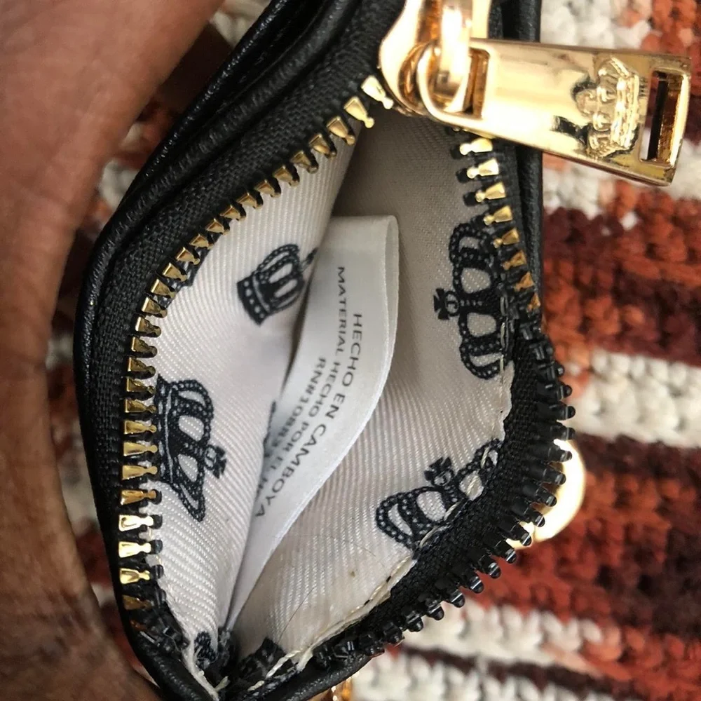 NWOT Juicy Couture Monogram Black Gold Wallet Coin Purse Cardholder Pouch heart